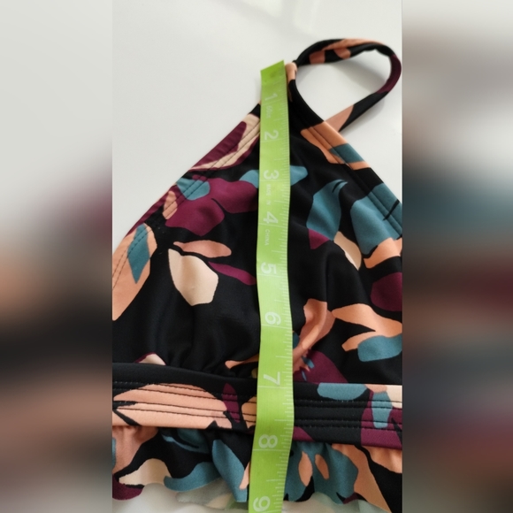 Kona Sol Bikini Top floral Flower with Ruffles swim wear bathing suit Size M - Picture 12 of 14